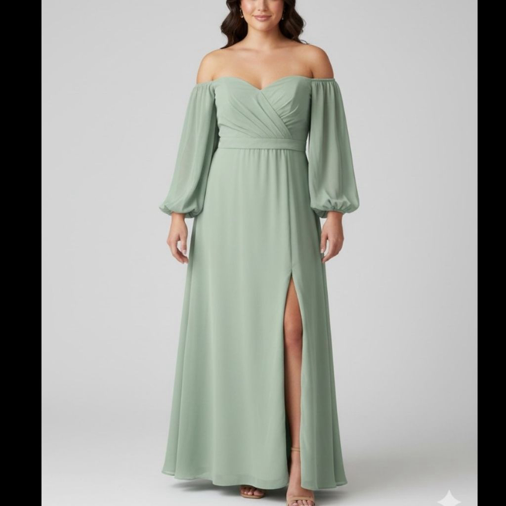 Women's Unbranded Sage Green Off-Shoulder Maxi Dress Size 18 plus size gown